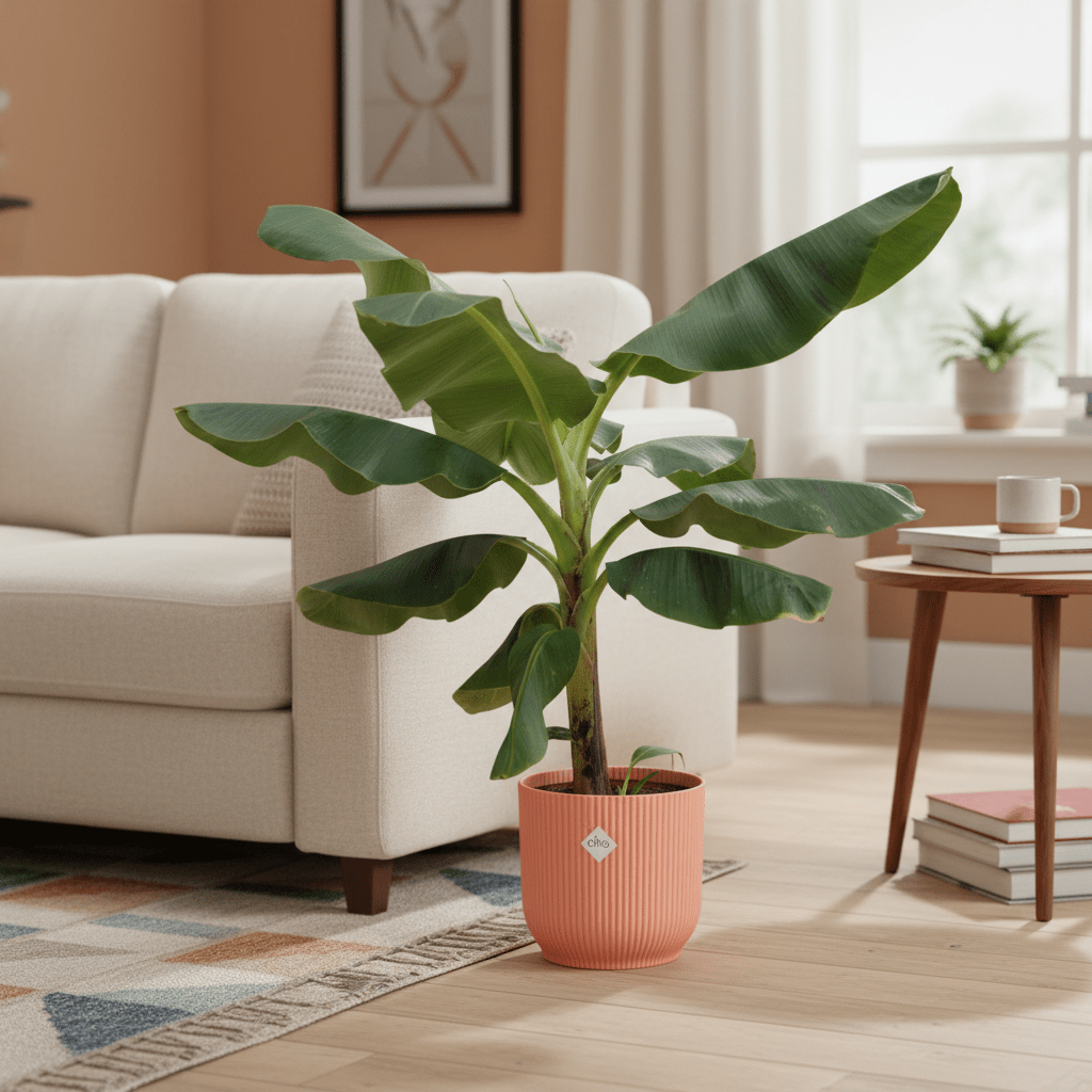 Kombi-Angebot  Bananenpflanze (Musa) inklusive elho Vibes Fold Round pink  22  100 cm  Zimmerpflanze | Plant Magic  Planten Magie