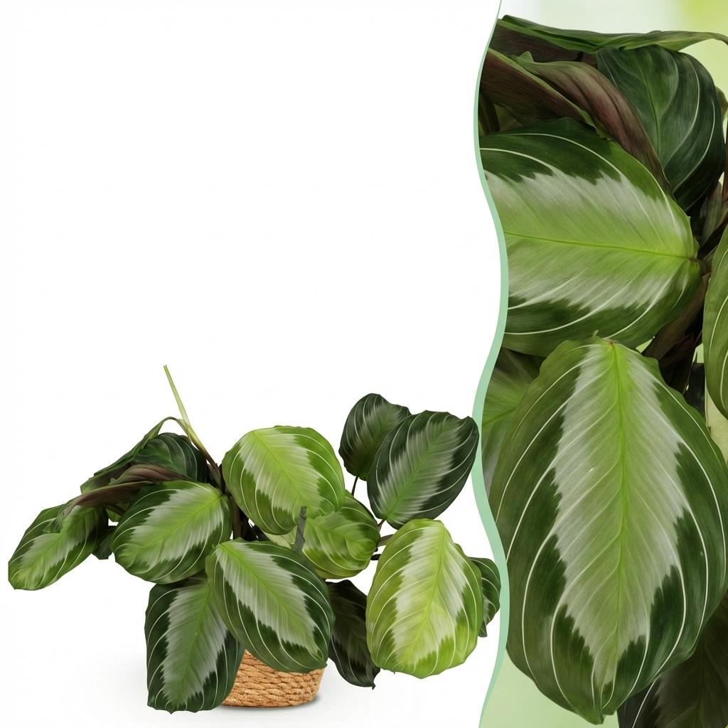 Maranta Fascinator Silverband gebedsplant 25 cm met witte pot 1, 2 of 4 stuks - Plant - plantenmagie