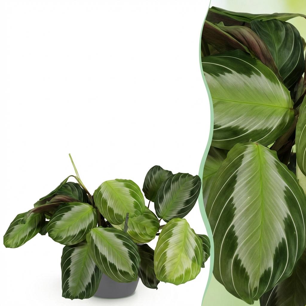 Maranta Fascinator Silverband gebedsplant 25 cm met witte pot 1, 2 of 4 stuks - Plant - plantenmagie