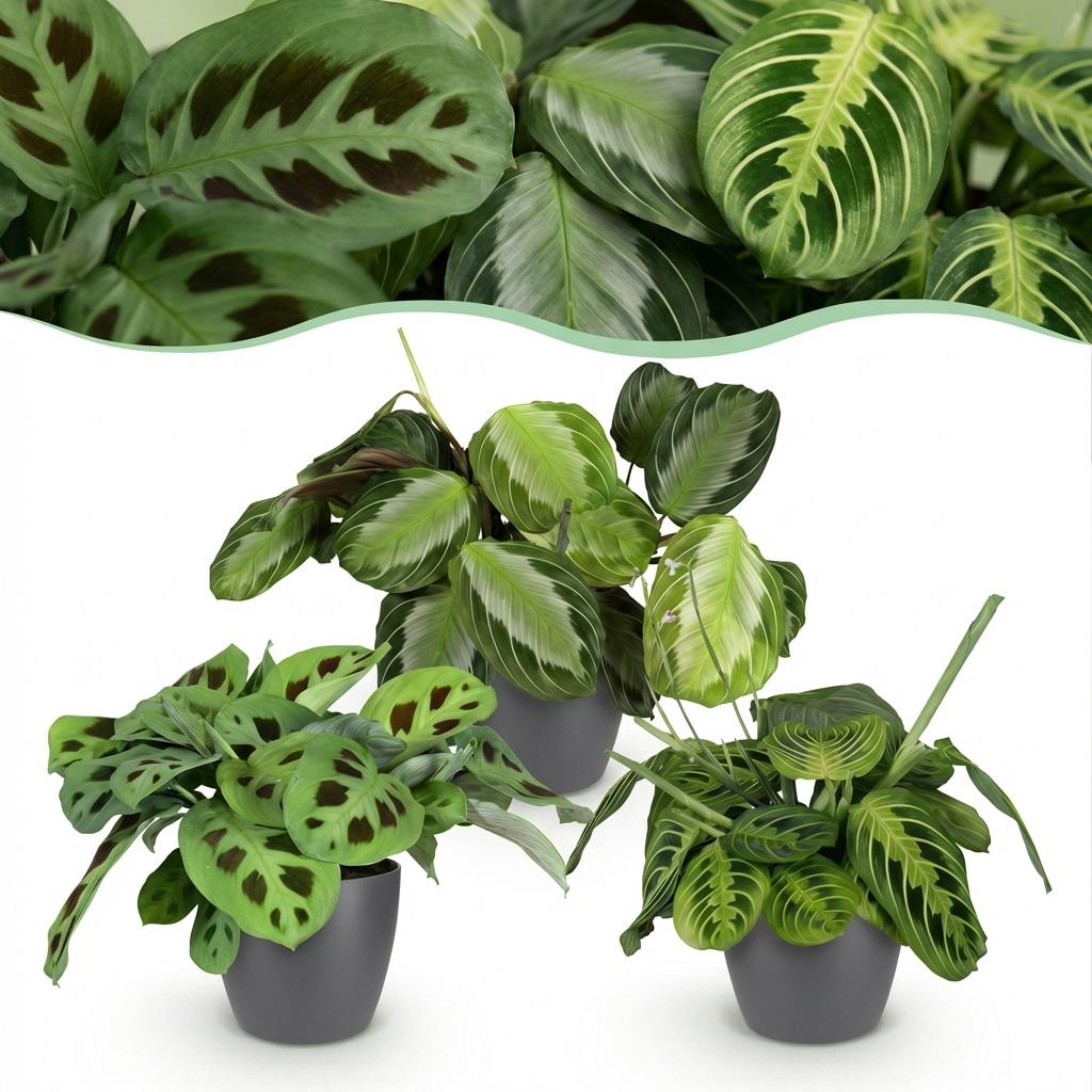 Marantha mix (3 stuks) 25 cm met pot of mand - Plant - plantenmagie