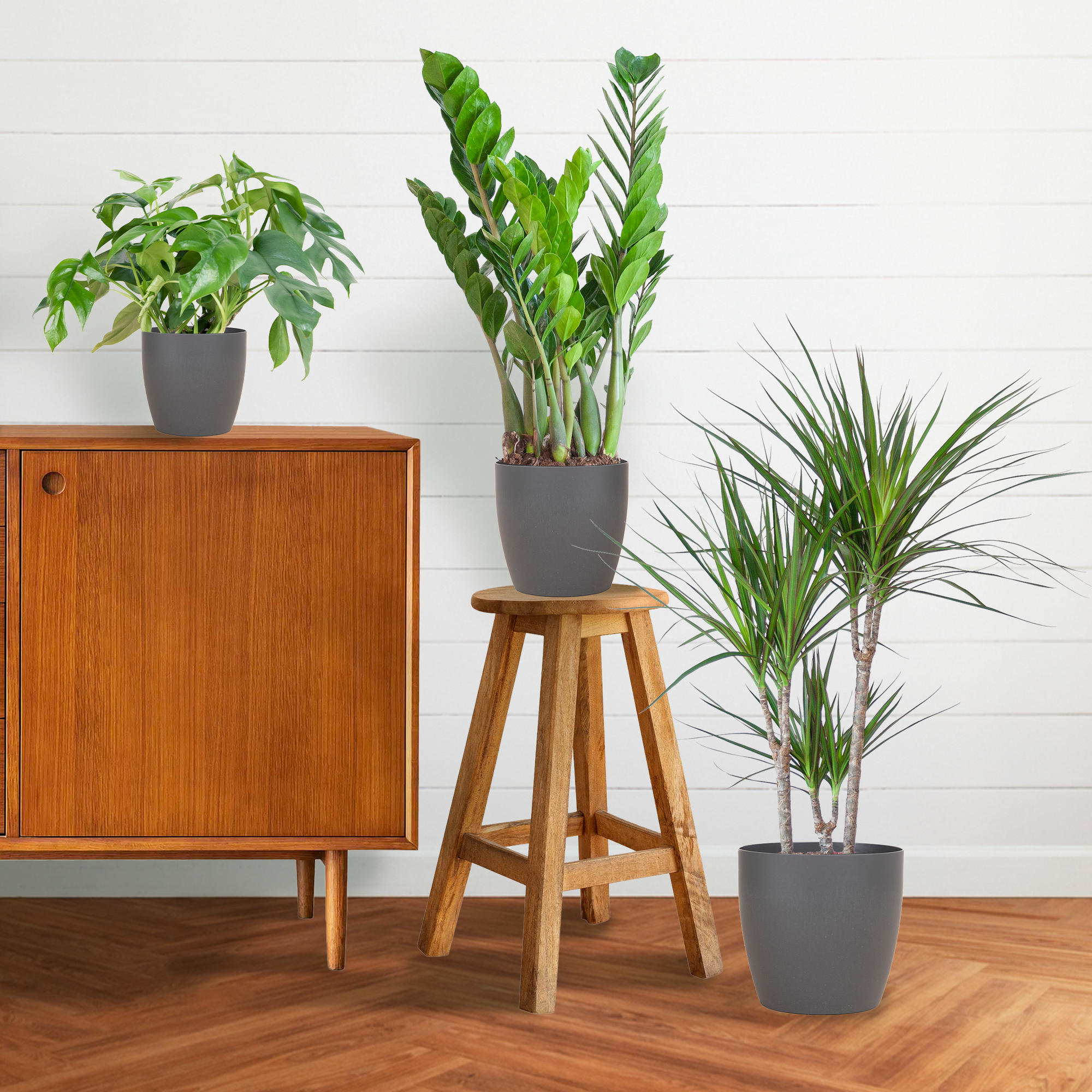 Schaduw Plantenbox - medium - met mand Lissabon wit