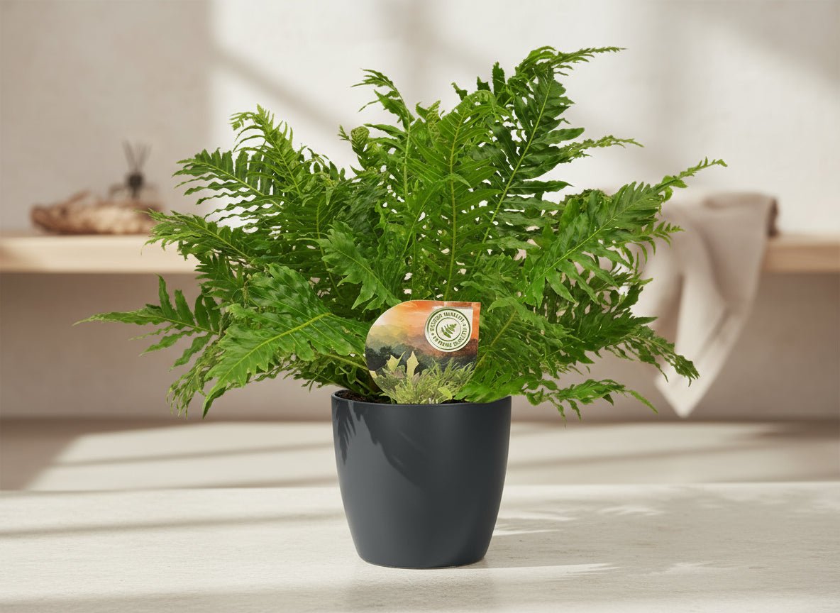 Blechnum Silver Lady - Ø17cm - ↕50cm + Pot Brussels D18x17cm - Antraciet - Plant - plantenmagie