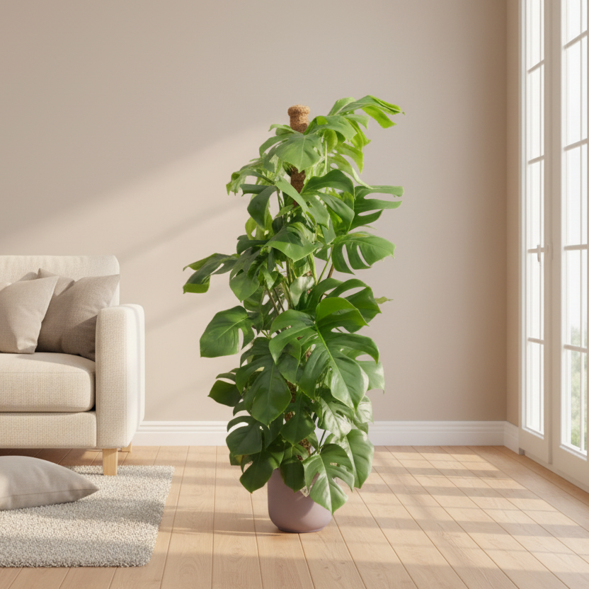 Combi deal - Monstera Pertusum XL inclusief elho Jazz Round geel Ø26 - 150 cm-Plant-Planten Magie
