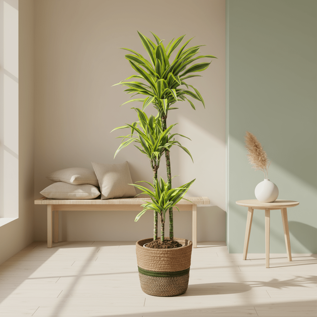 Dracaena Deremensis Lemon Lime met mand - Plant - plantenmagie