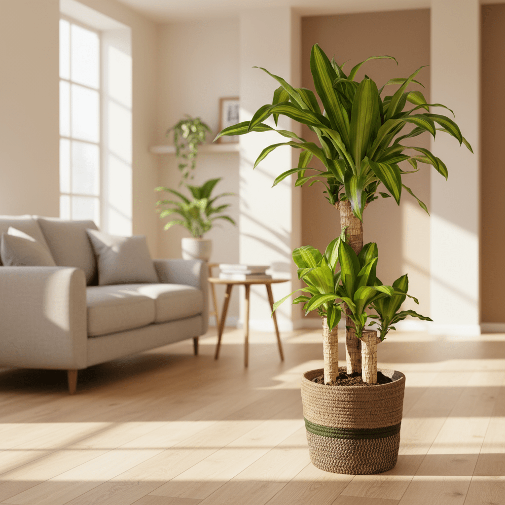 Dracaena Fragrans Massangeana met mand - Plant - plantenmagie