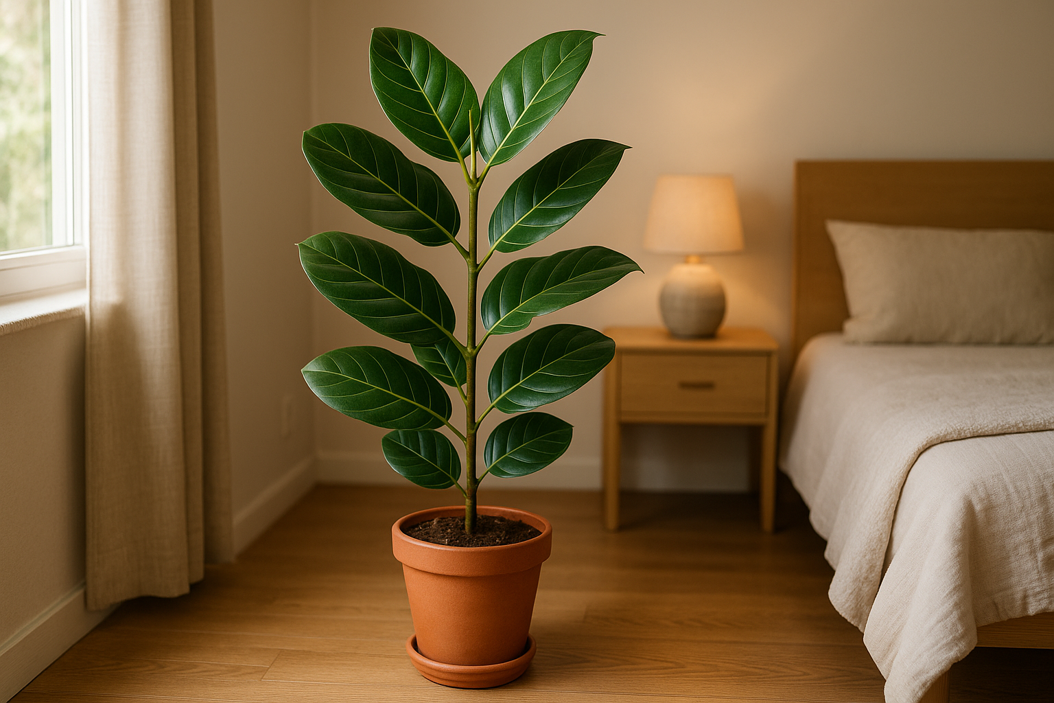 Ficus Benghalensis 'Joy' - Ø21cm - ↕90cm in slaapkamer
