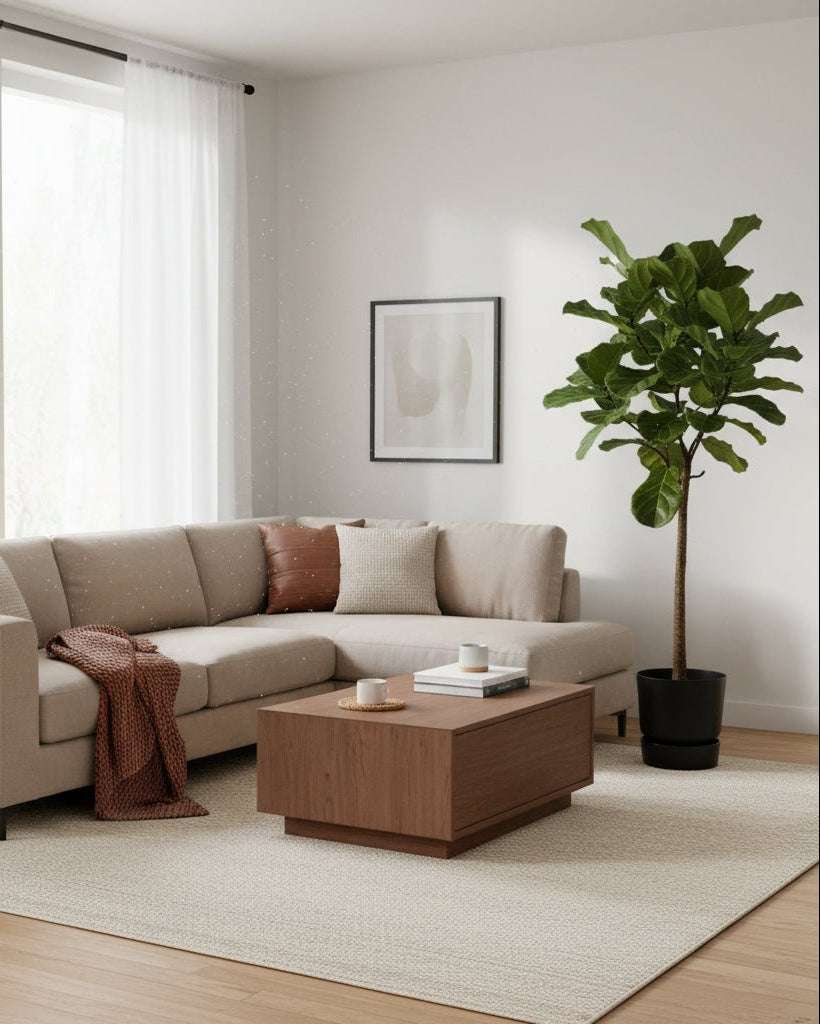 Ficus Lyrata stam inclusief pot zwart - 160 cm - Ø30