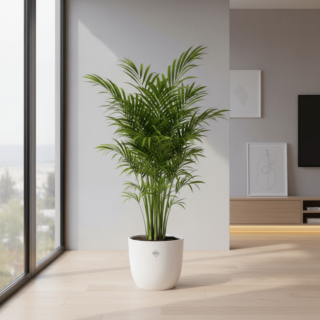 Kentia palm inclusief elho Vibes Fold Round blauw - 160cm-Planten-Planten Magie