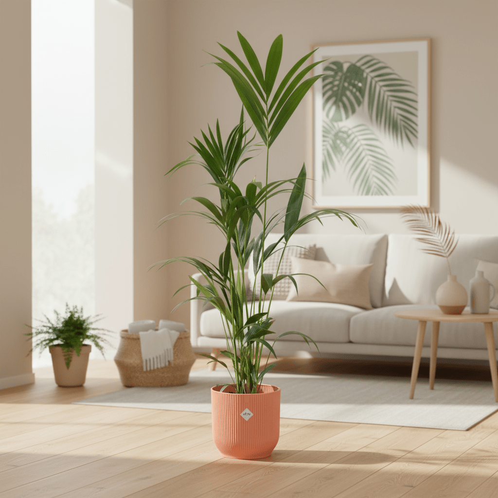 Kentia palm inclusief elho Vibes Fold Round blauw - 160cm-Planten-Planten Magie