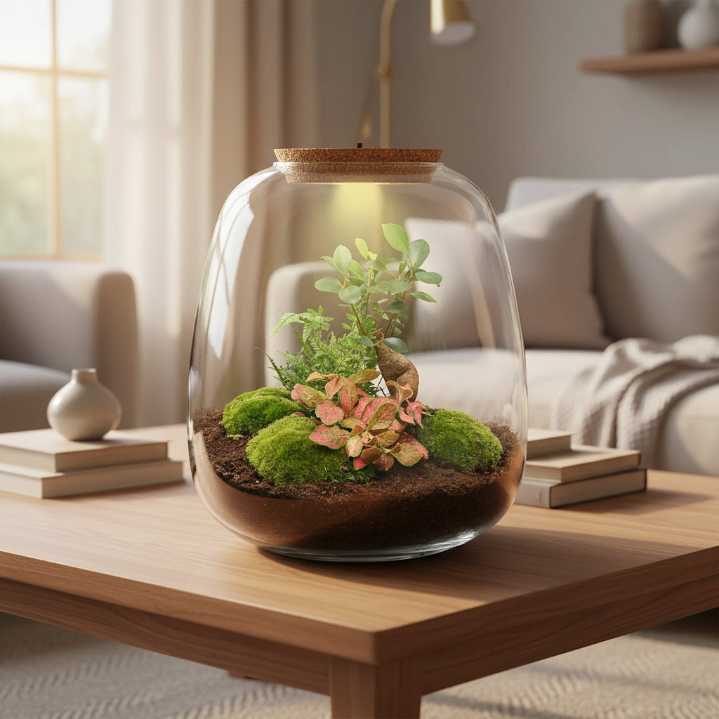 Planten terrarium - Emma - ↑ 25 cm - Ø 23 cm - Bonsai Pink - Plant - plantenmagie