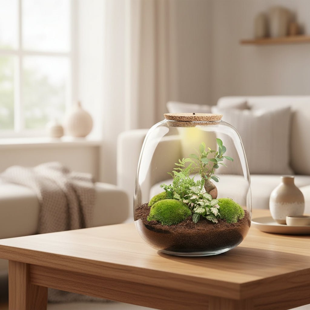 Planten terrarium - Emma - ↑ 25 cm - Ø 23 cm - Bonsai Pink - Plant - plantenmagie