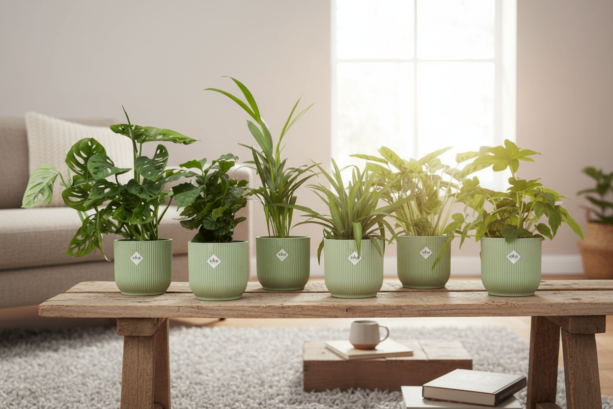 Verrassingsbox - 6 planten inclusief elho Vibes Fold Round Ø14 wit-Plant-Planten Magie