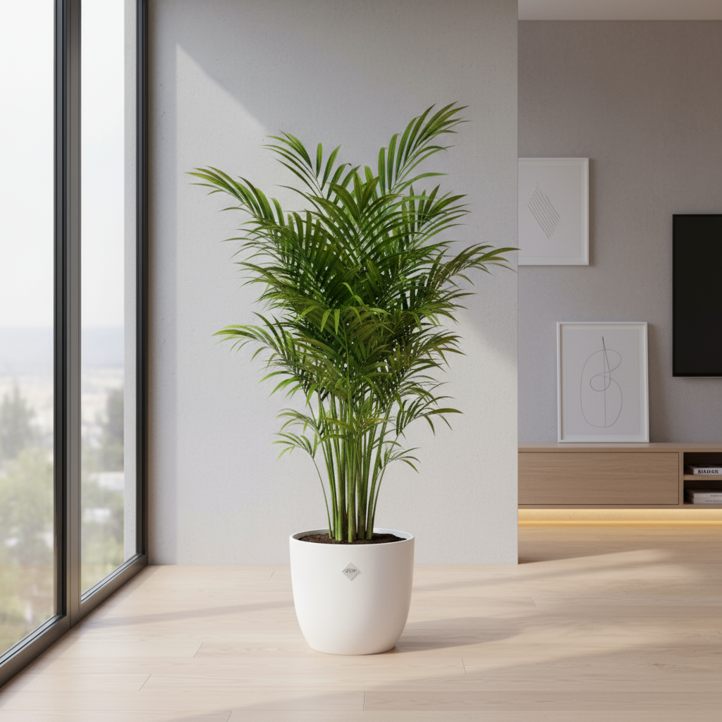 Kentia Palm 160cm met Elho Vibes Fold Round pot – stijlvolle kamerplant voor woonkamer of kantoor