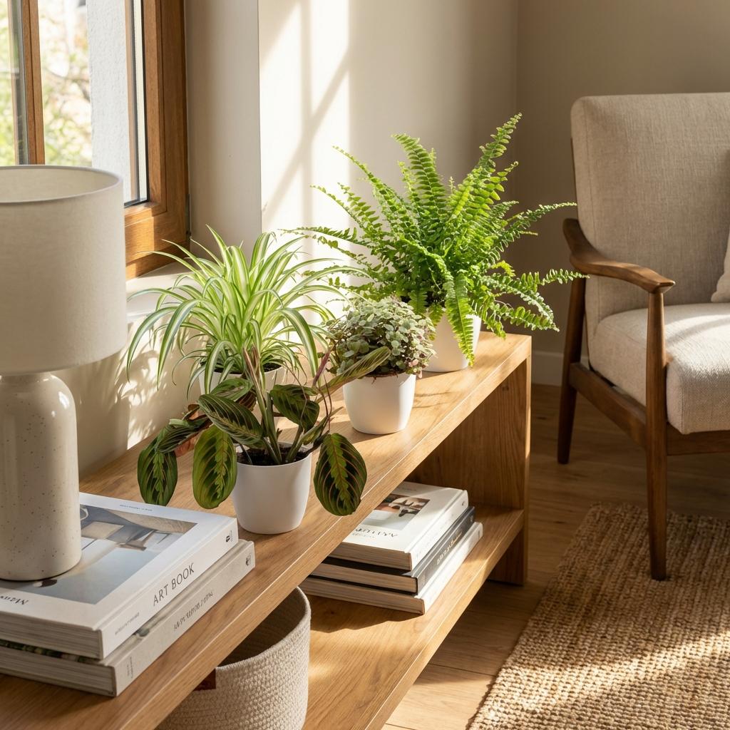 Mix van 4 huisdiervriendelijke planten - 25 cm - Ø12 - met witte potten - Plant - plantenmagie