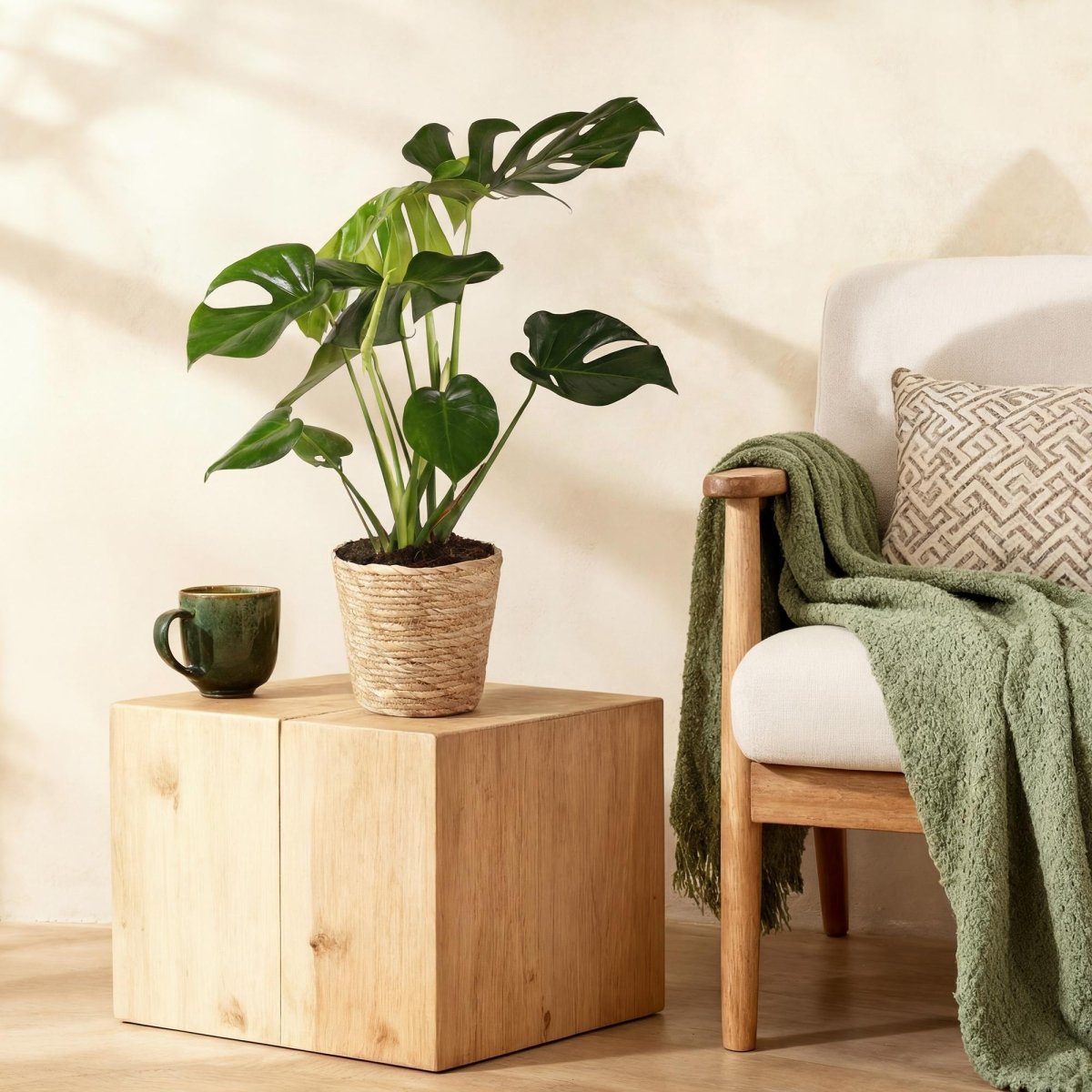 Monstera Deliciosa gatenplant 50–55 cm met mand - Plant - plantenmagie