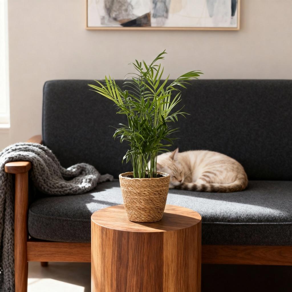 Chamaedorea elegans Goudpalm - 15 cm - Ø12 - set van 4 in mand - Plant - plantenmagie