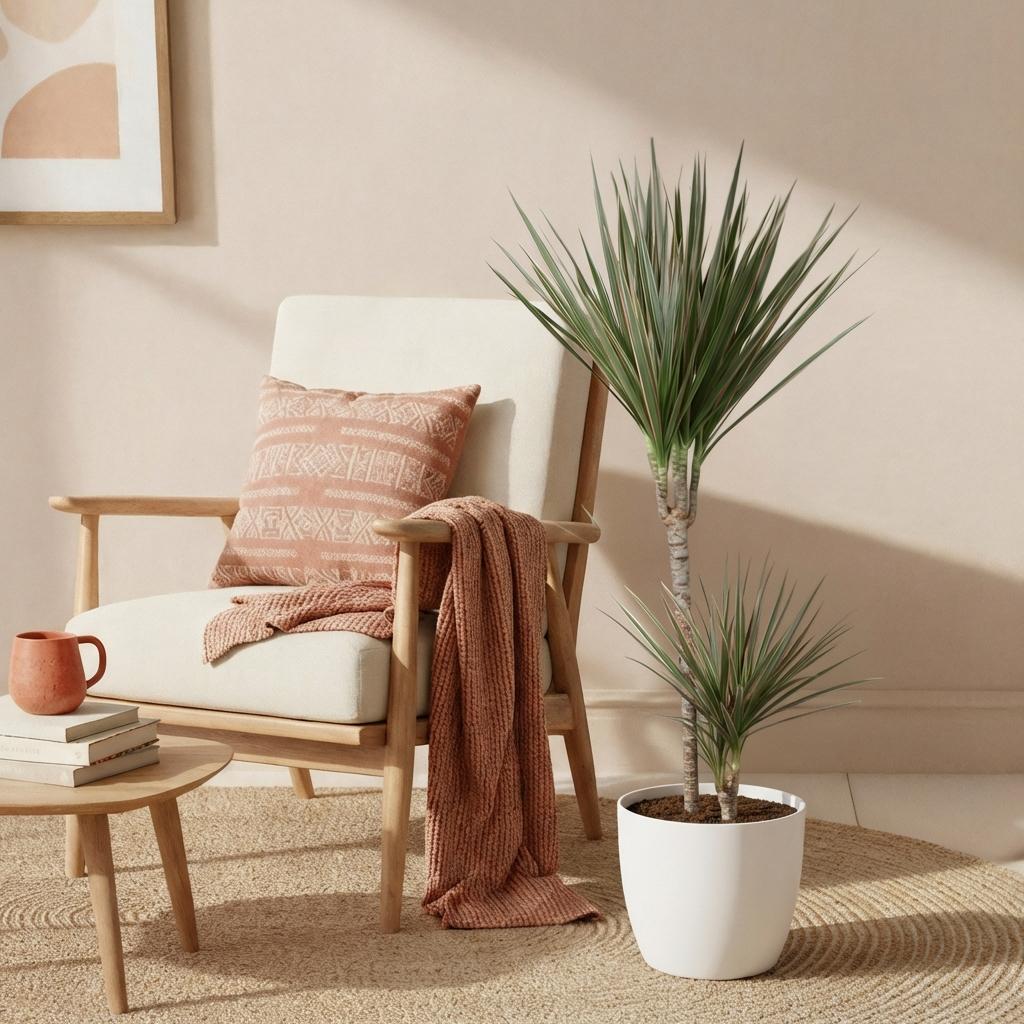 Dracaena Marginata Bicolor - 90–100 cm - Ø21 - met witte pot - Plant - plantenmagie