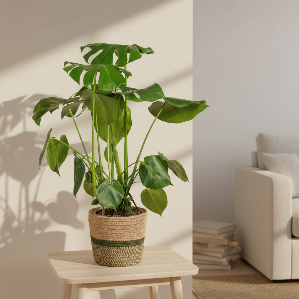 Monstera Deliciosa Tauerii kamerplant in mand Ø21cm – 70-90cm