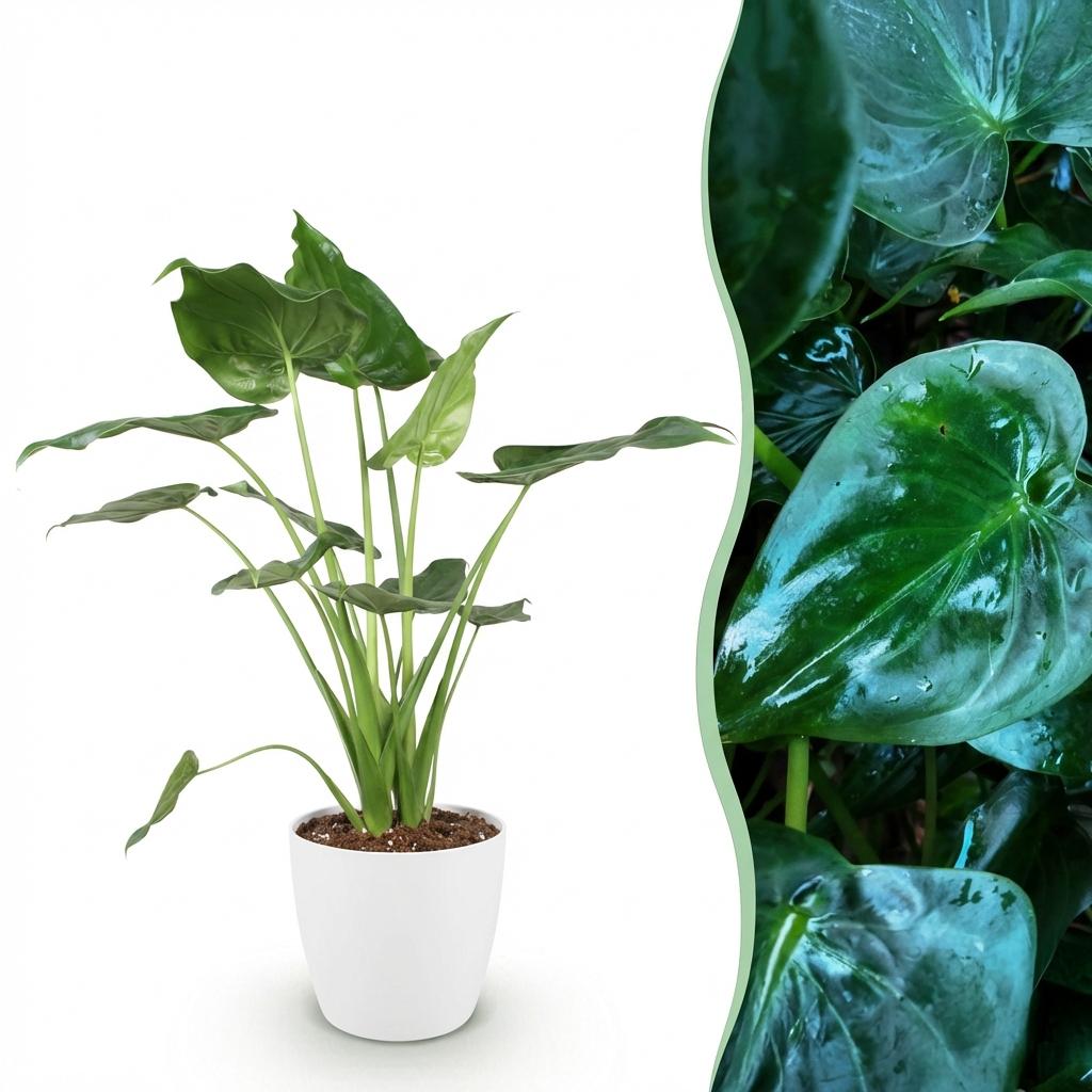 Alocasia cucullata ‘Buddha’s Hand’ met witte pot – 65–70 cm - Plant - plantenmagie