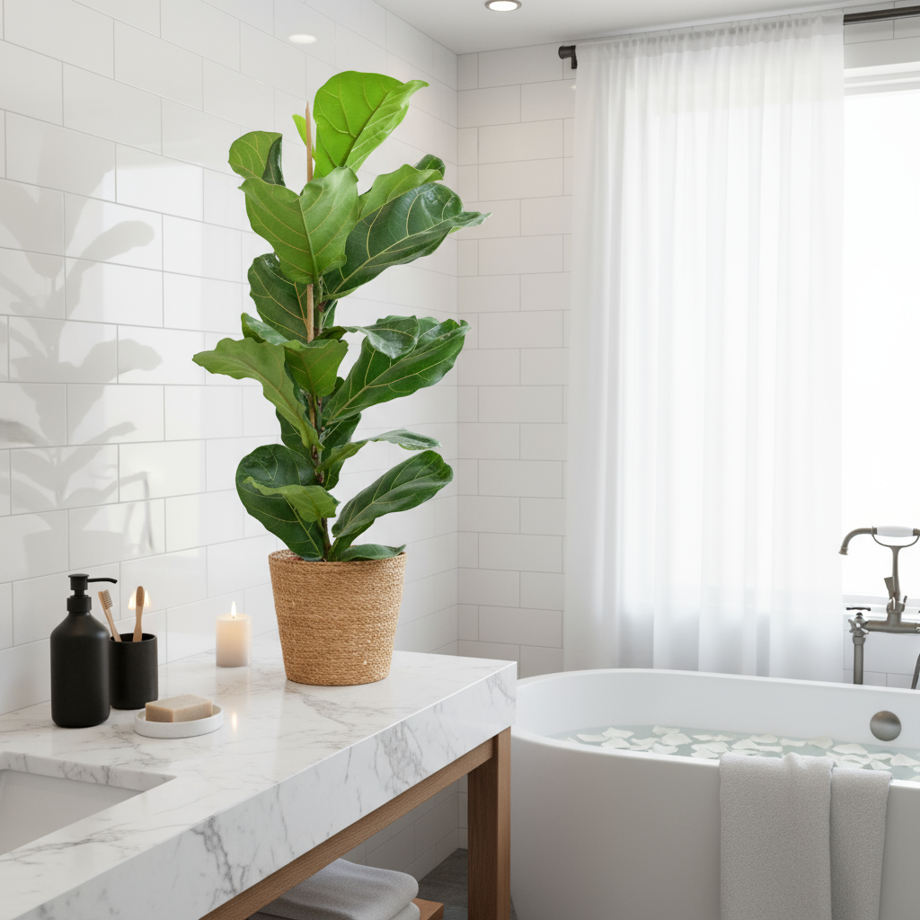ficus lyrata vioolbladplant met mand sofia naturel 80cm