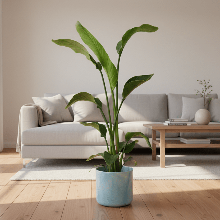 Strelitzia Nicolai inclusief Ocean Round atlantisch blauw Ø22 - 100 cm - Plant - plantenmagie