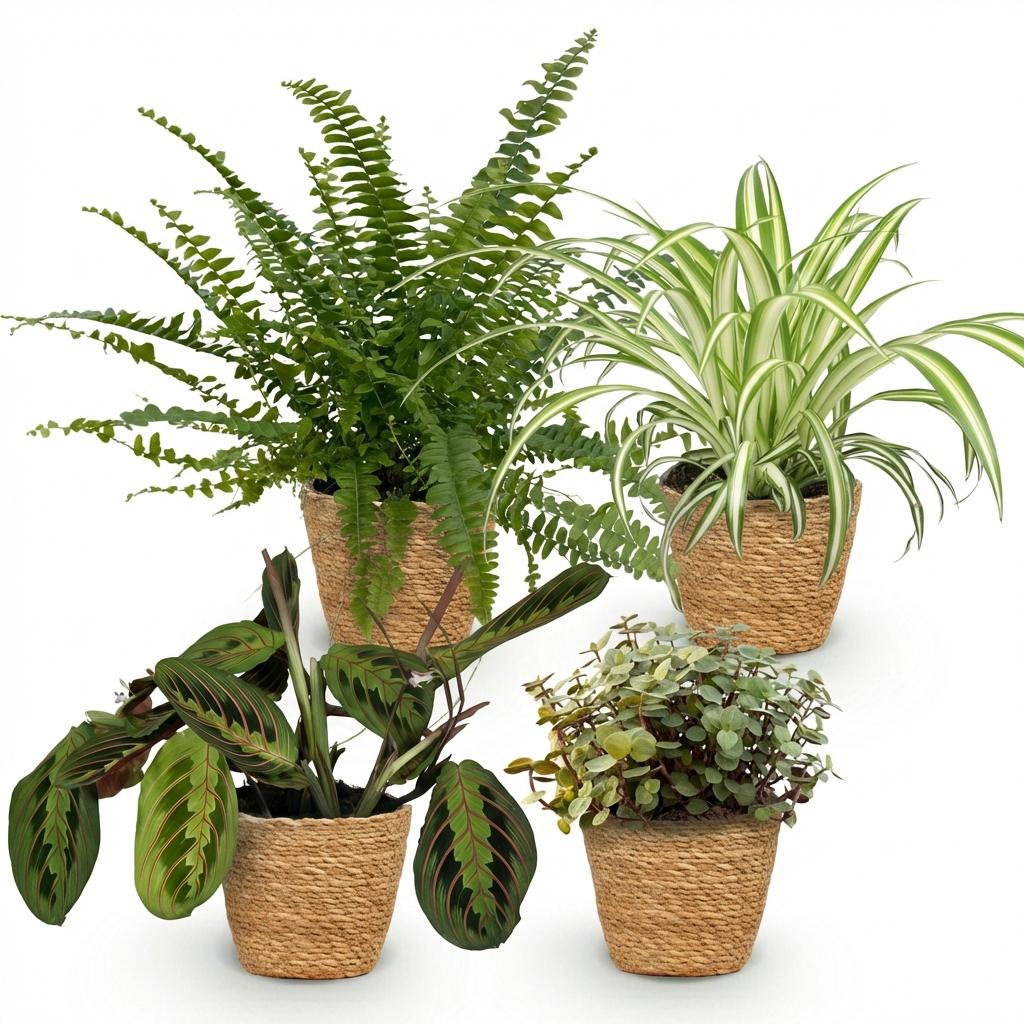 Chlorophytum, Maranta, Callisia & Nephrolepis – huisdiervriendelijke plantenmix met mand - Plant - plantenmagie
