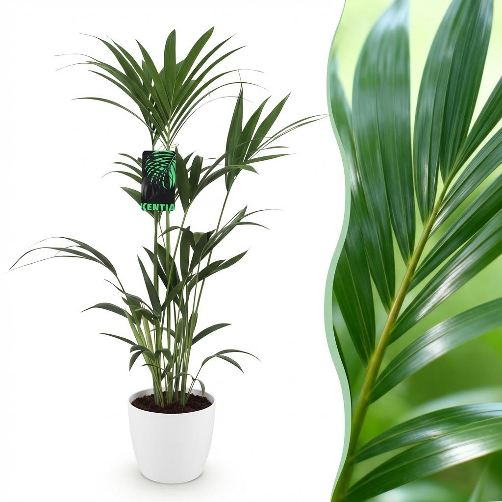 Kentia palm - 120–130 cm - Ø21 - met witte pot - Plant - plantenmagie