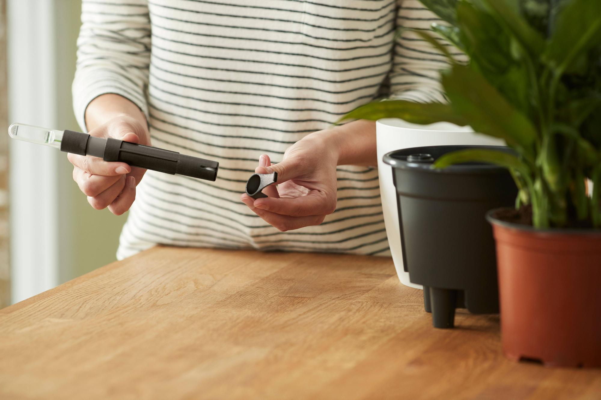 self-watering-insert-17cm-buiten – Zelfbewateringssysteem gebruikt in buitenpot