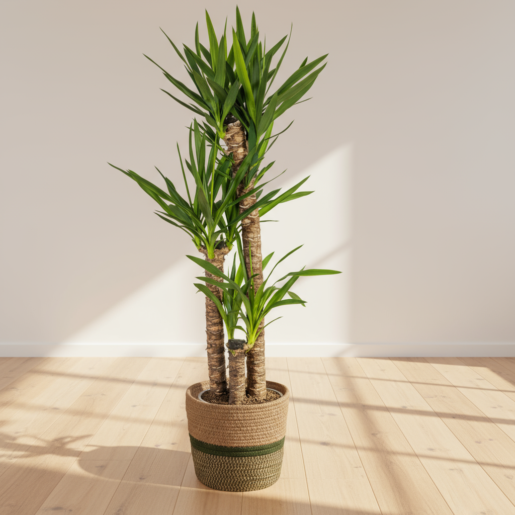 Yucca Elephantipes met mand Ø24cm – grote kamerplant 120cm hoog
