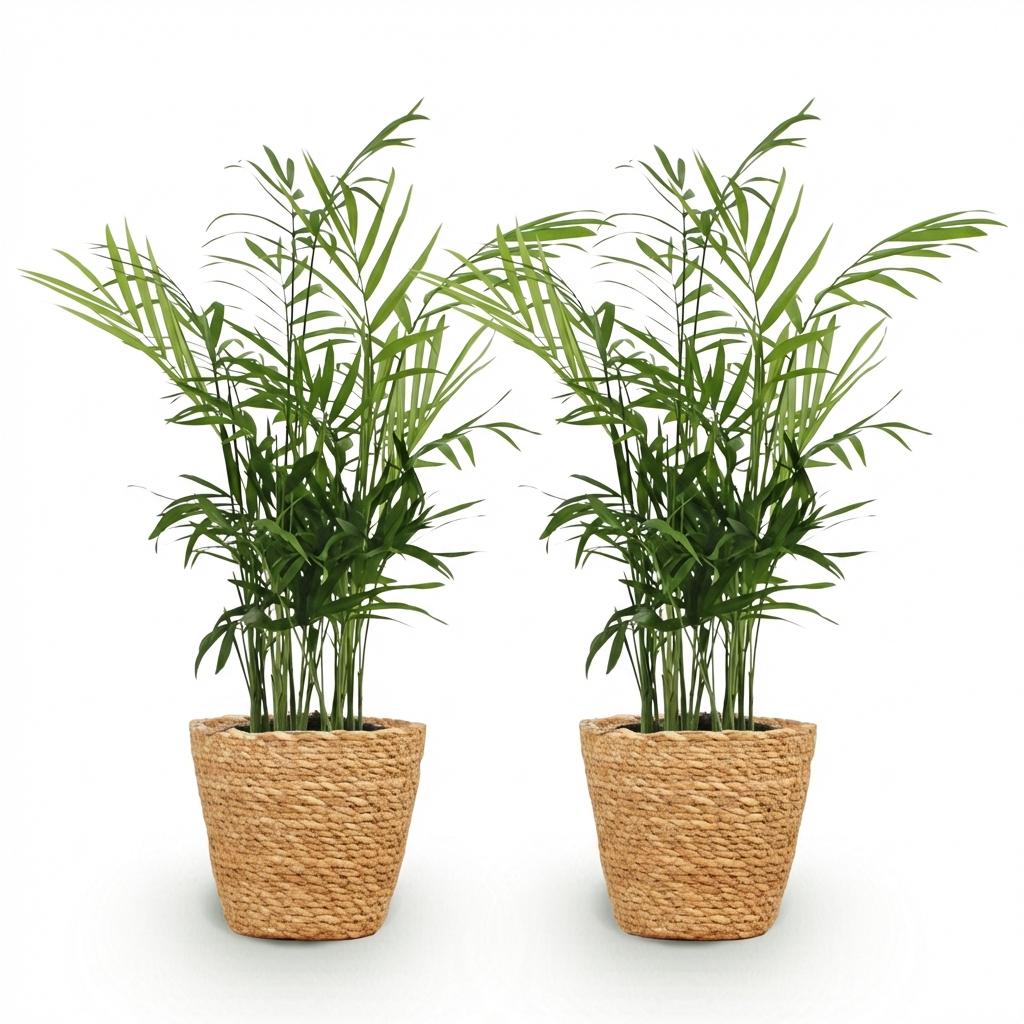 Chamaedorea elegans Goudpalm - 15 cm - Ø12 - set van 2 met mand - Plant - plantenmagie