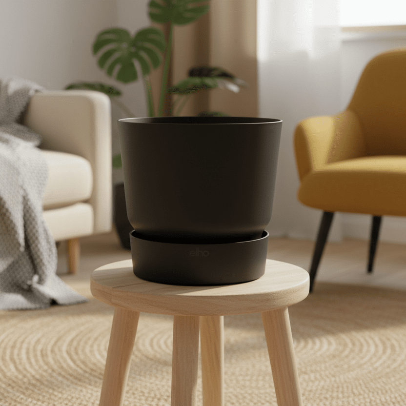 Pot elho Greenville Round zwart - D18 x H17-Pot-Planten Magie