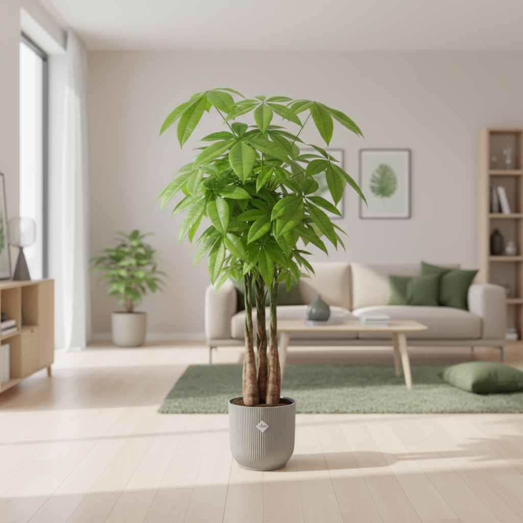 Glanzende groene bladeren van de Pachira Aquatica, ook wel Money Tree genoemd