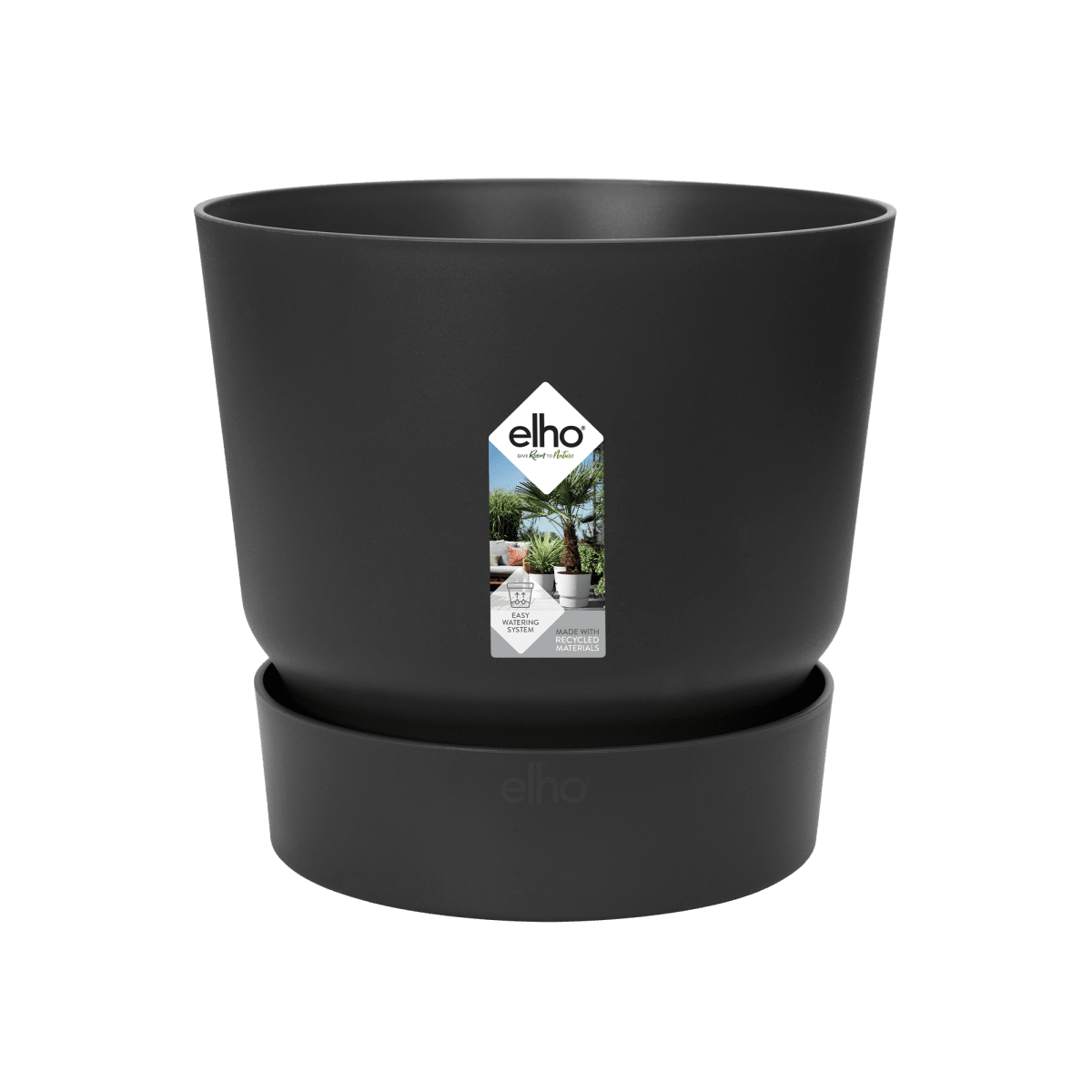 Pot elho Greenville Round zwart - D14 x H13-Pot-Planten Magie
