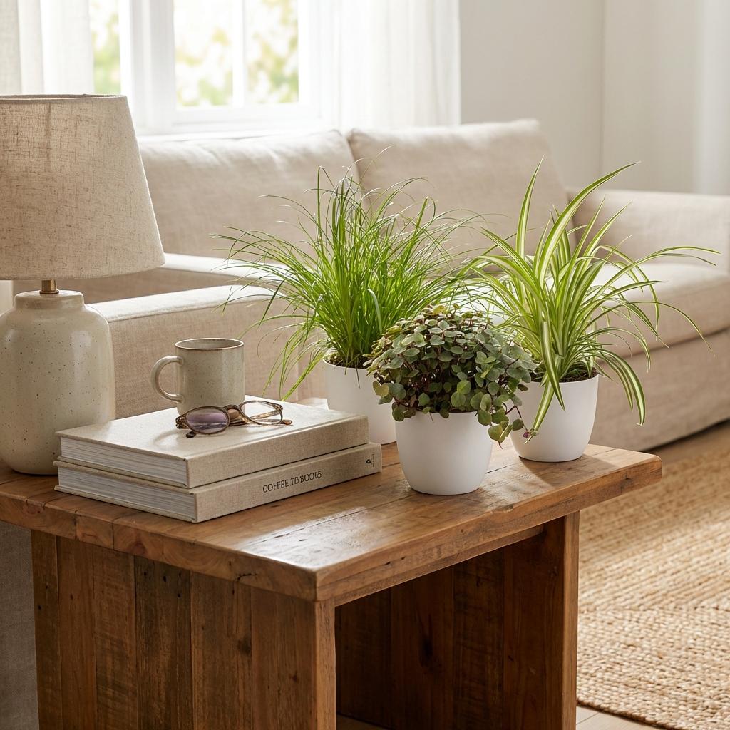 Cyperus – Calissia – Chlorophytum mix (3 stuks) 20 cm met witte pot - Plant - plantenmagie