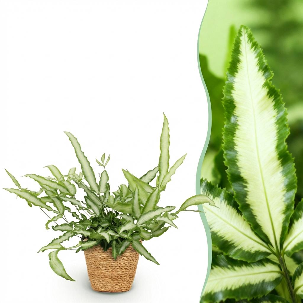 Pteris cretica Albolineata lintvaren 20 cm met mand - Plant - plantenmagie