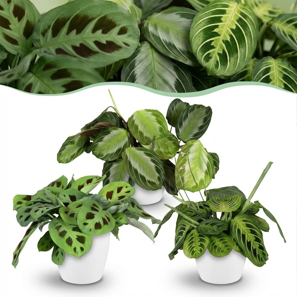 Marantha mix (3 stuks) 25 cm met pot of mand - Plant - plantenmagie