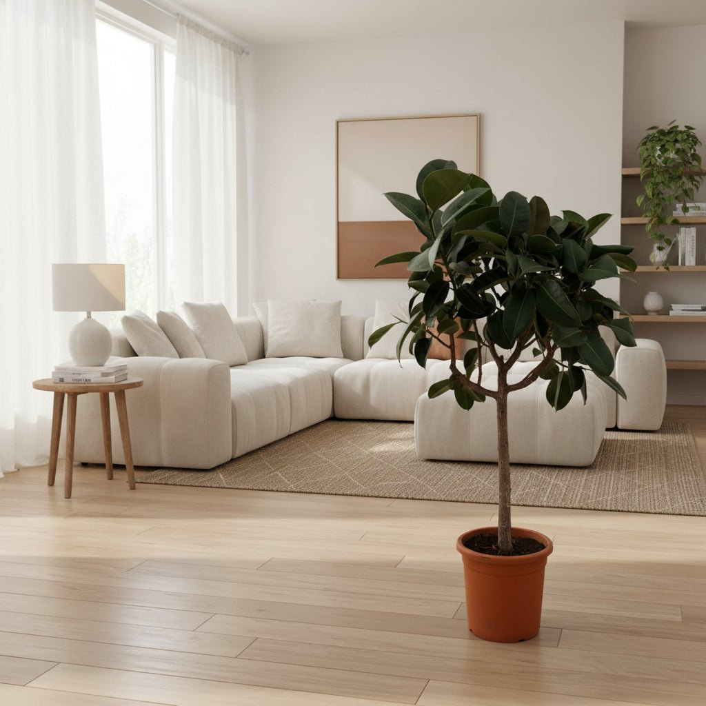 Ficus Elastica Robusta op stam - 190 cm - ø35 - Plant - plantenmagie