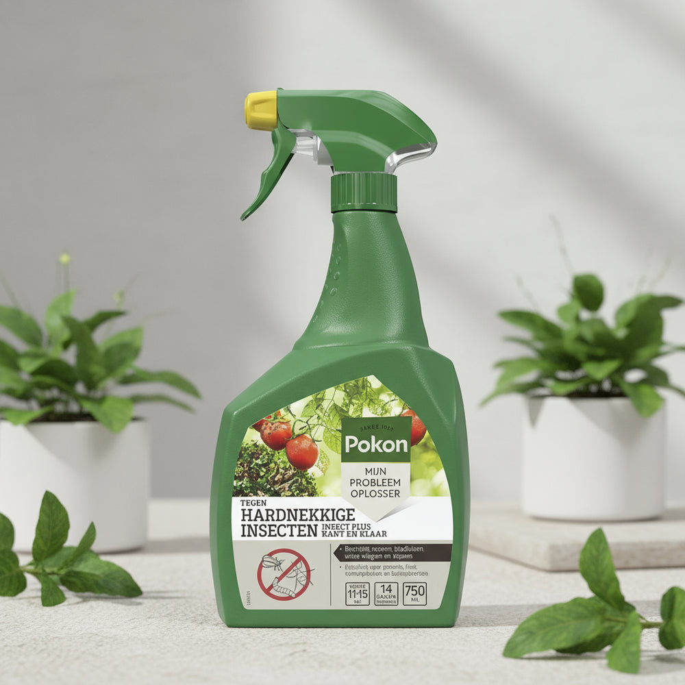 Pokon Hardnekkige Insectenspray 750 ml fles productfoto op witte achtergrond