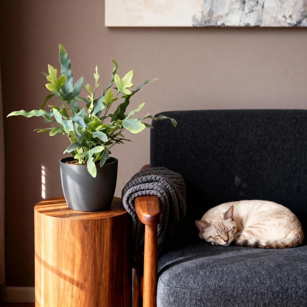 Phlebodium aureum Blue Star blauwe varen 25 cm met grijze pot - Plant - plantenmagie