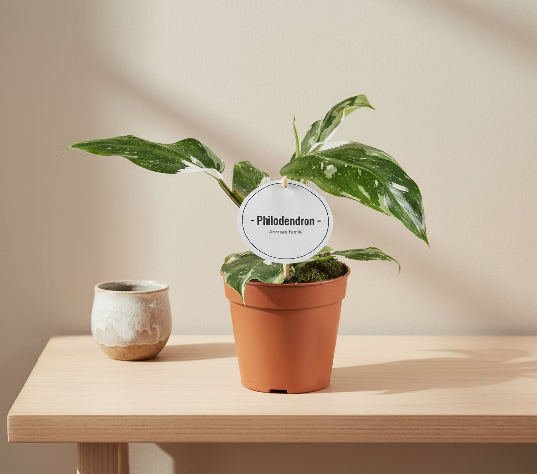 Philodendron White Princess B Grade kamerplant met witgroene bladeren in pot Ø12cm, hoogte 30cm