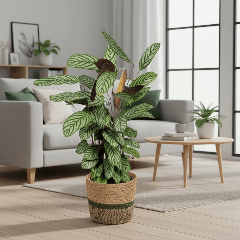 Calathea Oppenheimiana 80–100 cm met mand Ø24 cm - Plant - plantenmagie