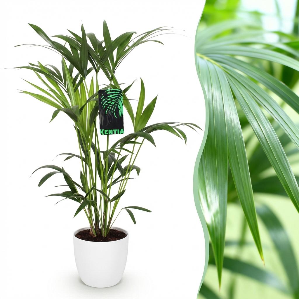 Howea Forsteriana Kentia palm 80–85 cm met witte pot - Plant - plantenmagie