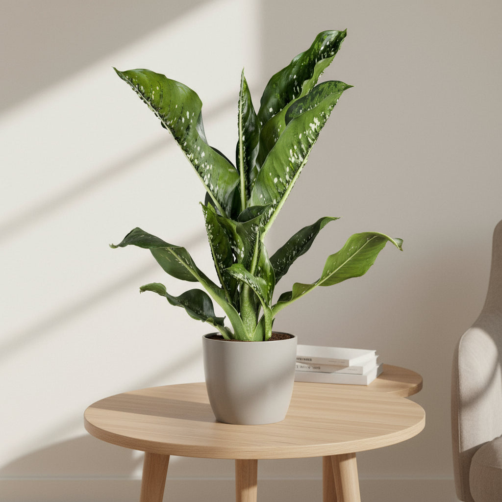Dieffenbachia Seguine ‘Caiman’ kamerplant met gevlekte bladeren in pot Ø21 cm