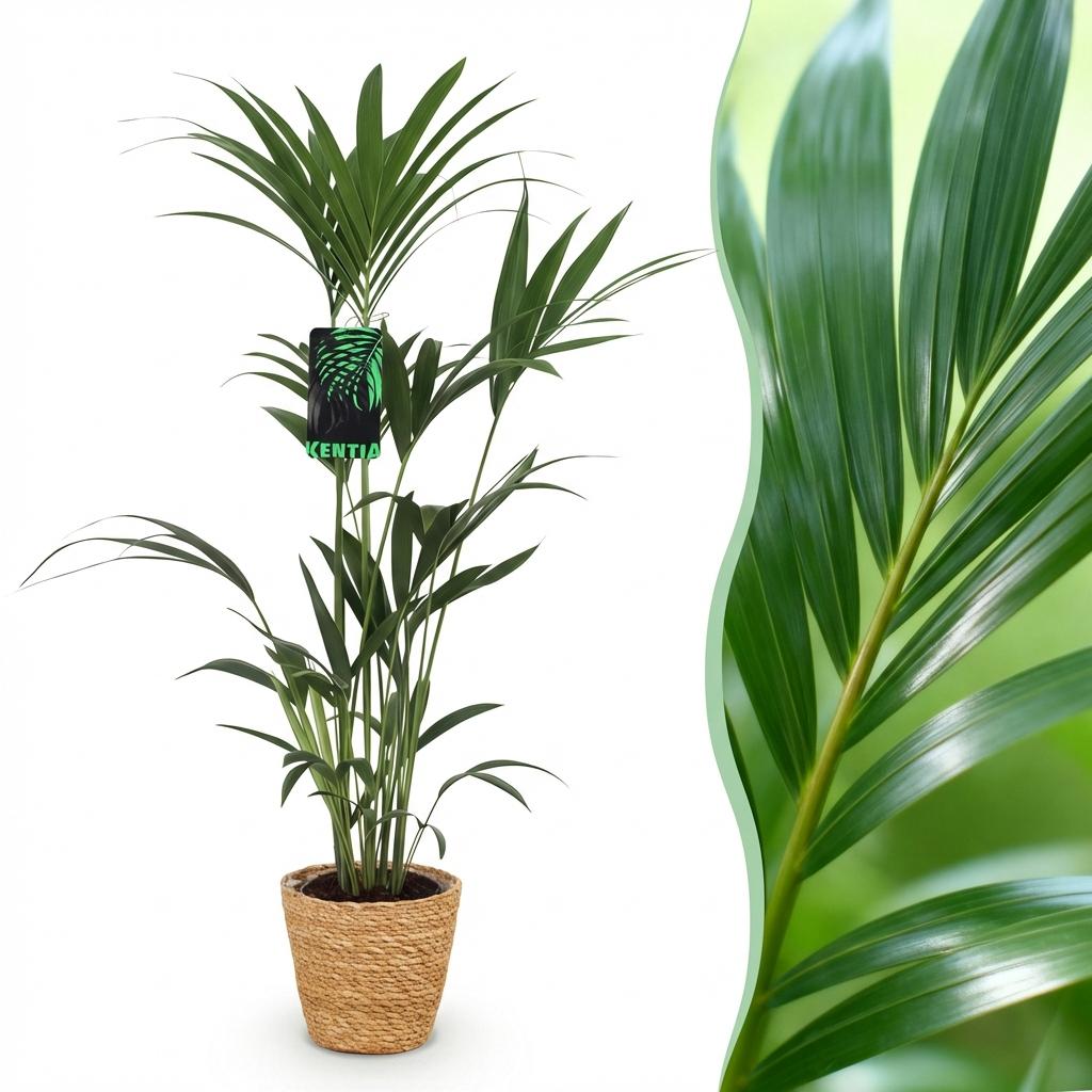 Kentia palm (Howea forsteriana) 120–130 cm met mand (Ø21) - Plant - plantenmagie