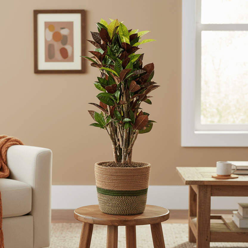 Codiaeum Croton Iceton 60–80 cm met mand Ø21 cm - Plant - plantenmagie