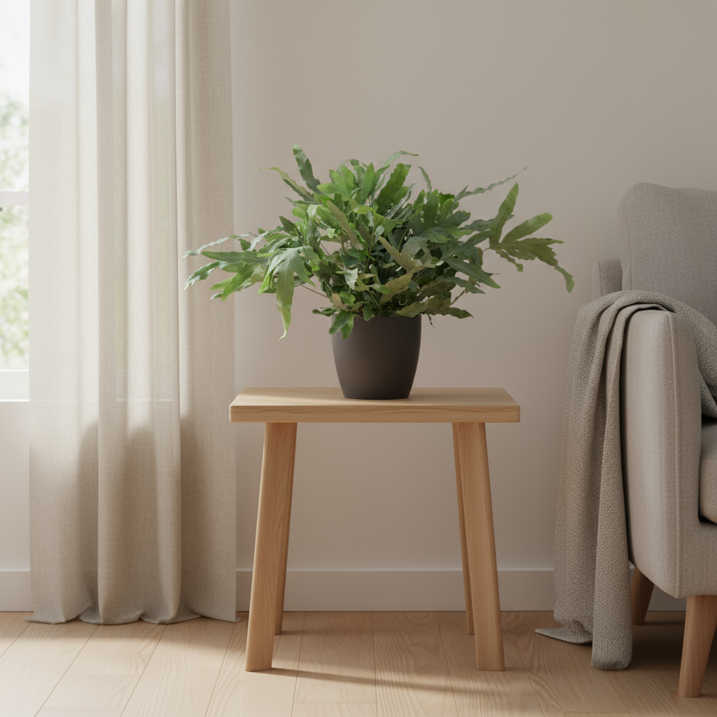 Phlebodium Aureum Blue Star in grijze Viber pot – 40cm – Ø17cm kamerplant