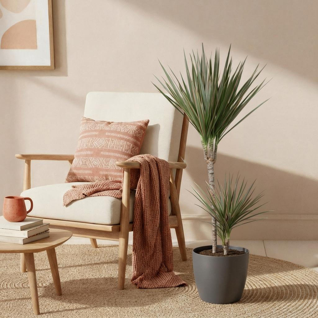 Dracaena Marginata Bicolor drakenbloedboom 90–100 cm met grijze pot - Plant - plantenmagie