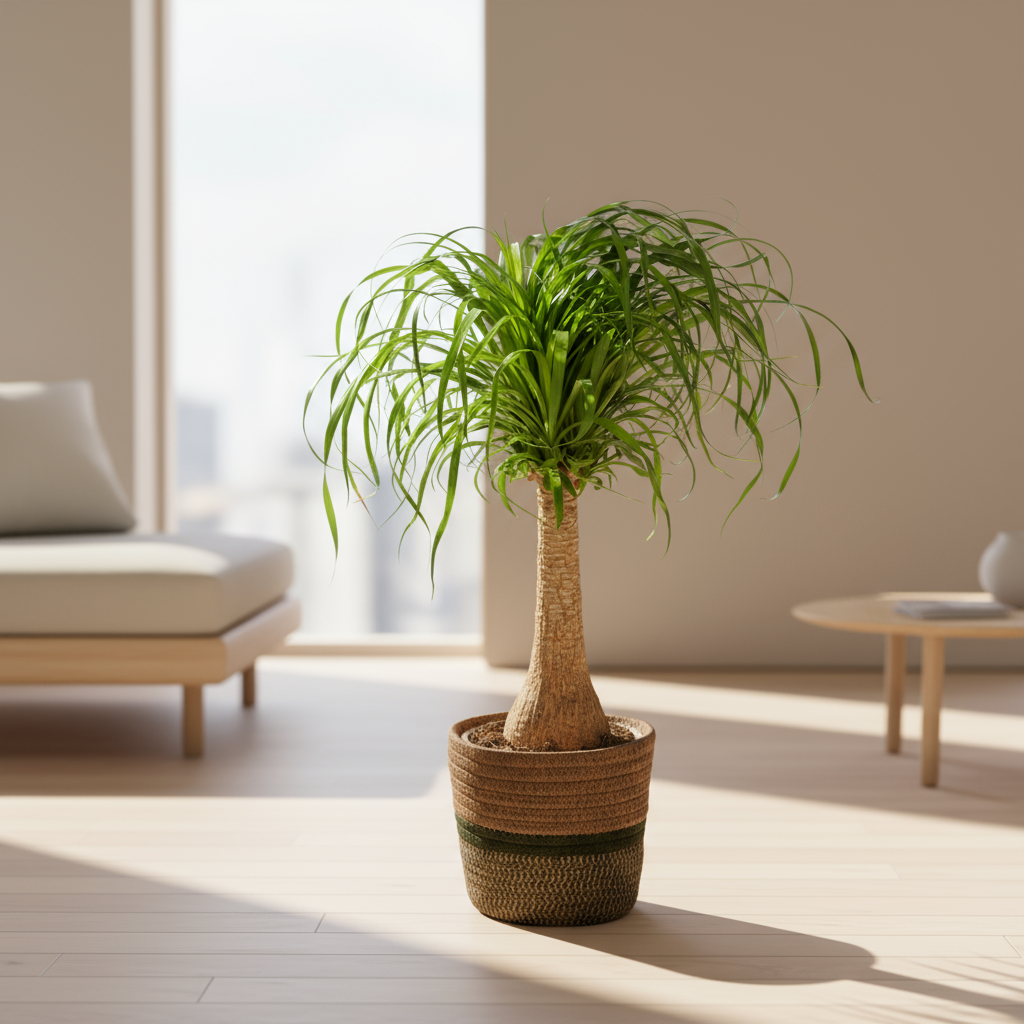 Beaucarnea Recurvata Olifantenpoot met mand Ø21cm