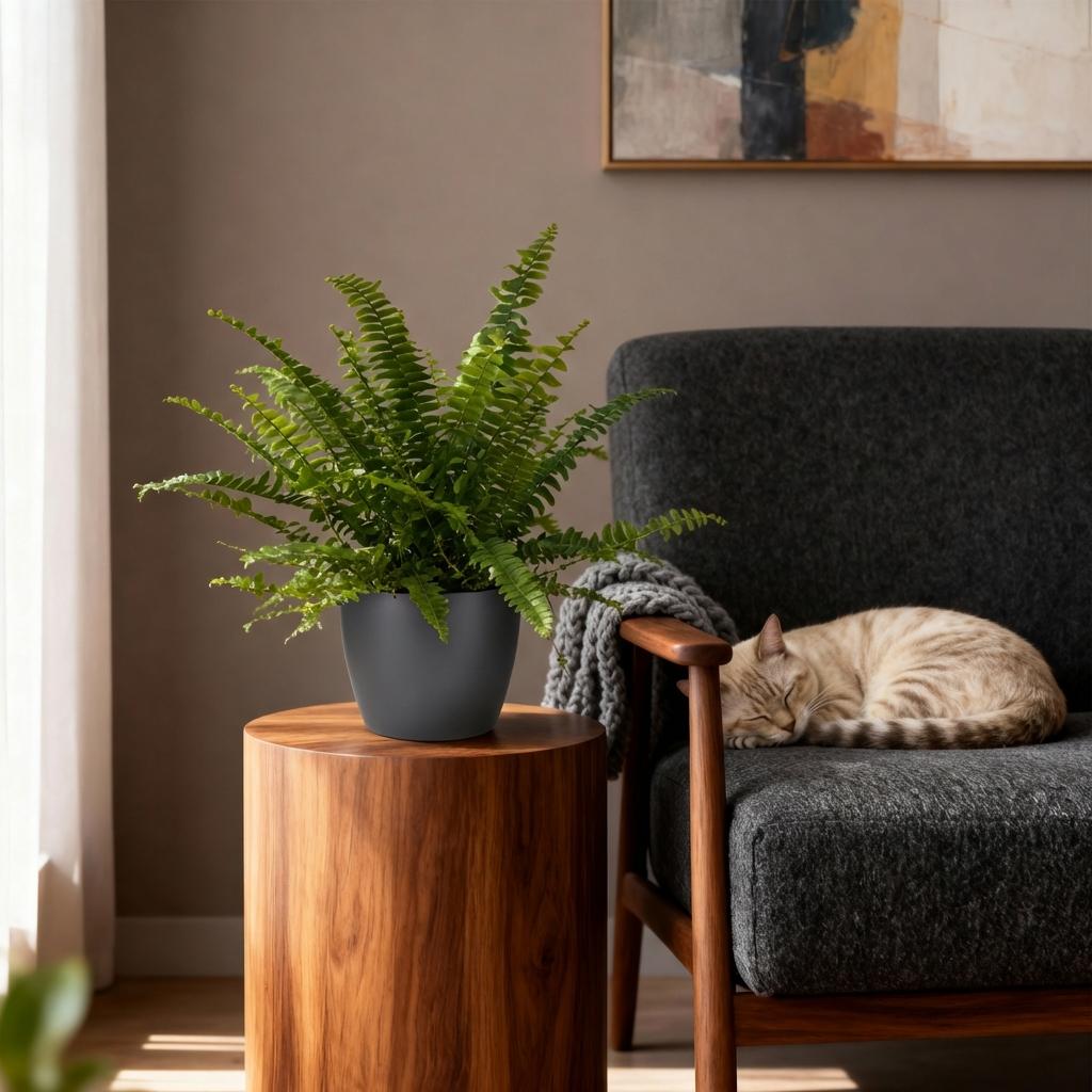 Nephrolepis ‘Green Lady’ set van 2 met grijze pot – 25 cm - Plant - plantenmagie