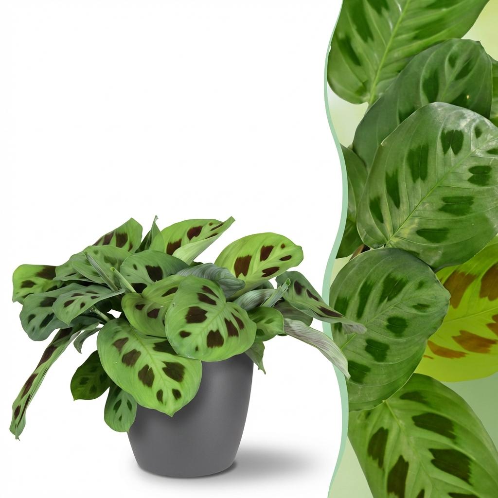Maranta Fascinator Kerchoveana zebraplant 25 cm met grijze pot (1, 2 of 4 stuks) - Plant - plantenmagie